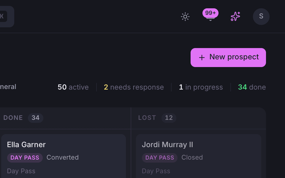The pipeline counts beside the New prospect button